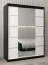 150 cm breiter Kleiderschrank mit 2 Türen | 5 Fächer | Farbe: Weiß / Schwarz Abbildung
