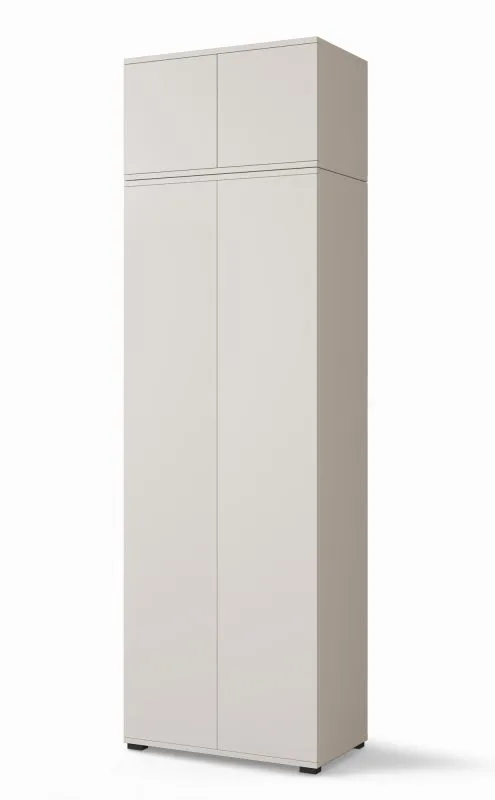 Kleiderschrank mit Schrankaufsatz Boquilla 04, ausziehbare Kleiderstange, Farbe: Kaschmir, Push-to-open Funktion, Maße: 225 x 70 x 40 cm, für Garderobe