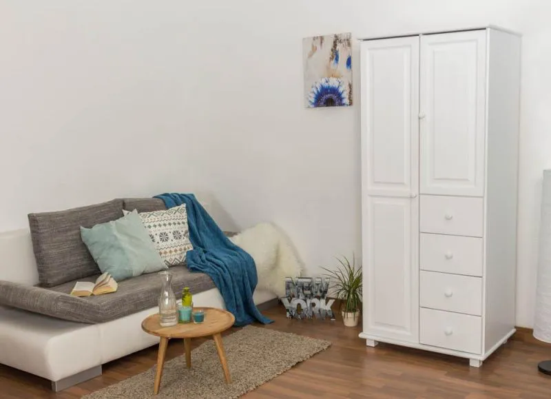 Kleiderschrank, Farbe: Weiß 190x90x60 cm Abbildung