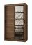 Schiebetürenschrank | Farbe: Walnuss Warmia | 5 Fächer | 2 Kleiderstangen | hochwertig Verarbeitet | 120 x 62 x 200 cm | Kleiderschrank | Spiegeltür | modernes Design