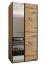Kleiderschrank / Schiebetürenschrank | 2 Schiebetüren| 6 Fächer | 245,5 x 100 x 64 cm | Spiegel | Soft-Close | Farbe: Eiche Artisan | 2 Kleiderstangen