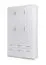 Drehtürenschrank / Kleiderschrank Messini 04, Farbe: Weiß / Weiß Hochglanz - Abmessungen: 198 x 136 x 54 cm (H x B x T)