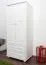 Schmaler Kleiderschrank | 2 Drehtüren | 2 Schubladen | 4 Fächer | mit Kleiderstange | 80 cm breit | Massivholz | Farbe: Weiß Abbildung