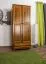 Schmaler Kleiderschrank | 2 Drehtüren | 1 Schublade | 4 Fächer | mit Kleiderstange | 80 cm breit | Massivholz | Farbe: Eiche Abbildung