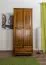 Schmaler Kleiderschrank | 2 Drehtüren | 1 Schublade | 4 Fächer | mit Kleiderstange | 80 cm breit | Massivholz | Farbe: Eiche Abbildung