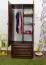 Kleiderschrank | 2 Drehtüren | 2 Schubladen | 4 Fächer | mit Kleiderstange | 80 cm breit | Massivholz | Farbe: Nuss Abbildung
