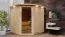 Sauna "Nooa" SET mit Kranz und graphitfarbener Tür - Farbe: Natur, Ofen 9 kW - 210 x 210 x 202 cm (B x T x H)