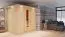 Sauna "Veli" SET mit Energiespartür und Kranz - Farbe: Natur, Ofen BIO 9 kW - 210 x 165 x 202 cm (B x T x H)