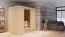 Sauna "Veli" SET mit Klarglastür & Ofen 9 kW - 196 x 151 x 198 cm (B x T x H)