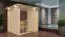 Sauna "Aleksi" SET mit Klarglastür, Kranz & Ofen externe Steuerung easy 9 KW - 210 x 210 x 202 cm (B x T x H)