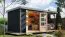 Holz Gartenhaus Anbaudach aus Holz, Fichte anthrazit / Trapezblechdach graualuminium,, robust und wartungsarm, Doppelflügeltür, 2,98 × 2,13 m