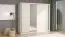 Breiter Kleiderschrank / Schiebetürenschrank Apatin 05, 2,5 Meter breit, Farbe: Kaschmir, zwei Kleiderstangen, 10 Fächer, Spiegel, Maße: 215,5 x 251 x 60 cm