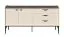 Wohnzimmer Komplett - Set A Manono | 7-teilig | Farbe: Creme | LED-Beleuchtung | Soft Close System | Metallbeine