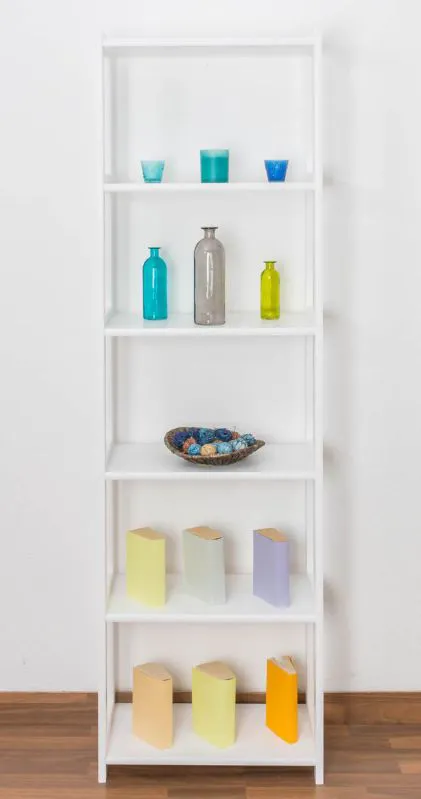 Bücherregal - 60 cm breit, Kiefer Holz-Massiv, Farbe: Weiß Abbildung