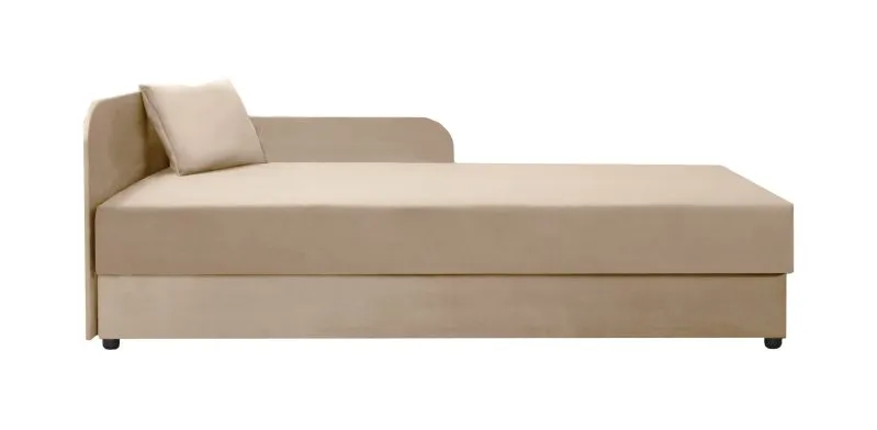 Modernes Tagesbett / Gästebett inkl. Kissen Lobatos 23, Farbe: Beige, Liegefläche: 90 x 195 cm, Kopfteil links, Stauraum, Sofa-Bett, Bonellfederkernung