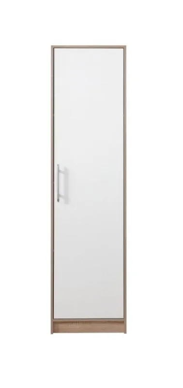 Schlafzimmer - Schrank schmal, Farbe: Weiß / Eiche - Abmessungen: 190 x 50 x 56 cm (H x B x T) Abbildung