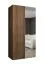 Drehtürenschrank mit einer Kleiderstange | Farbe: Walnuss | ein Fach | 1 Meter breit | Griffe: Gold | Soft-Close-Funktion | eine Spiegeltür
