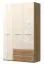 Drehtürenschrank / Kleiderschrank Gataivai 36, Farbe: Beige Hochglanz / Walnuss - Abmessungen 224 x 137 x 56 cm (H x B x T)