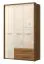 137 cm breiter Kleiderschrank mit 3 Türen, 4 Fächern und 2 Schubladen | Farbe: Beige | Tiefe: 56 cm Abbildung