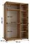 Platzsparender Schiebetürenschrank Mina in Eiche/Schwarz, viel Stauraum,  235,2 x 150 x 60 cm, Vorderseite aus Laminat Platten, Anti Staubbürsten