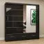 Kleiderschrank / Schiebetürenschrank 2,0 Meter breit | Lusatian 17 | Schwarz | mit Spiegel | 12 Fächer | 3 Schubladen | 2 Türen | 218 x 203 x 61 cm
