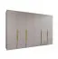 Drehtürenschrank / Kleiderschrank | Farbe: Kaschmir | 4 Fächer | 3 Meter breit | Griffe: Gold | 4 Kleiderstangen | Soft-Close-Funktion | Maße: 300 x 52 x 202 cm