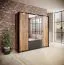 Kleiderschrank / Drehtürenschrank Jendouba 01 | Farbe: Kastanie / Anthrazit | zwei Spiegeltüren | zwei Schubladen | ABS-Kanten | Maße: 210 x 223 x 59 cm