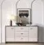 Sideboard / Kommode Mackenzie 04 | Maße: 160 x 40 x 85 cm | 3 Schubladen | 2 Türen | Farbe: Eiche Dunin / Kaschmir Hochglanz | Griffe: Metall | Soft-Close