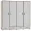 2 Meter breiter Kleiderschrank mit 4 Türen, 10 Fächern und 4 Schubladen | Farbe: Eiche / Weiß | Tiefe: 60 cm Abbildung