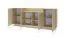 Kommode | Farbe: Kakao / Eiche Cremona | 4 Drehtüren | inkl. LED-Beleuchtung | 9 Fächer | 203 x 40 x 83 cm | Push-to-open Funktion | Sideboard | ABS-Kanten