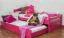 Kinderbett / Jugendbett "Easy Premium Line" K1/2h inkl. 2. Liegeplatz und 2 Abdeckblenden, 90 x 200 cm Buche Vollholz massiv rosa lackiert