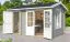 Gartenhaus G170 Lichtgrau inkl. Fußboden - 44 mm Blockbohlenhaus, Grundfläche: 9,40 m², Satteldach