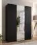 Drehtürenschrank / Kleiderschrank | 1 Spiegeltür | Farbe: Schwarz | 2 Fächer | Griffe: Schwarz | 2 Kleiderstangen | Soft-Close | Maße: 150 x 52 x 202 cm