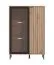 Wohnzimmer Komplett - Set A Zvesdara, 6-teilig, Farbe: Eiche Artisan / Schwarz, zwei Vitrinen, ein TV-Schrank, ein Wandregal, eine Kommode, ein Couchtisch, ABS-Kanten