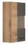 Hängevitrine Colmenar 02, Farbe: Eiche / Grau - Abmessungen: 99 x 65 x 27 cm (H x B x T)