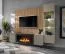 Wohnwand | Farbe: Clay Grau / Eiche Artisan | Push-to-open Funktion | Bio-Ethanol Kamin | 200 x 40 x 158 cm | inkl. LED-Beleuchtung | 1 Vitrine | 1 TV-Unterschrank