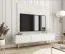 Moderner TV-Unterschrank / TV-Board mit geriffelter Front Horsham 42, Farbe: Weiß, hängend montierbar, drei Kippfächer, ABS-Kantenschutz, Beine: Gold