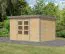 Holz Gartenhaus, nordische Fichte naturbelassen/graualuminium, wetterfestes Trapezblech-Pultdach, stabile Ecken, Zylinderschloss, 3,60 × 2,40 m