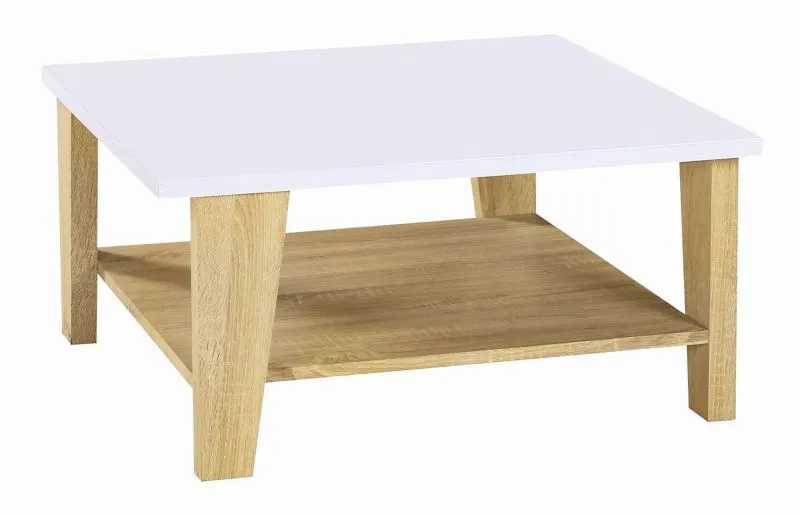 Sofatisch Clubtisch Loungetisch Couchtisch Farbe: Sonoma Eiche / Weiß 40x80x80 cm Abbildung