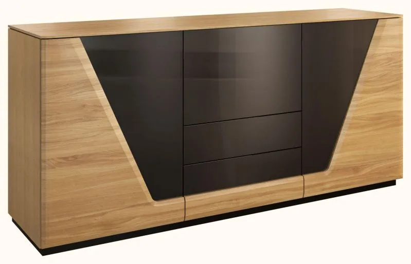 Sideboard, Kommode - Farbe: Eiche / Schwarz, Breite: 185 cm Abbildung