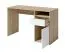 Einfacher Schreibtisch mit weißen Fronten Agia 02, Farbe: Eiche Sonoma / Weiß, eine Schublade, eine Tür, Maße: 74 x 120 x 50 cm, für Büro