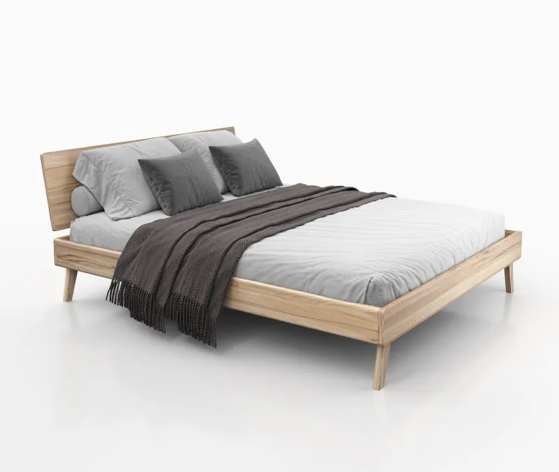 Doppelbett / Gästebett Engordany 10 | Buche Vollholz massiv | lackiert | Liegefläche: 180 x 200 cm | Farbe: Buche | mit stabiler Kopfstütze | zeitloses Design