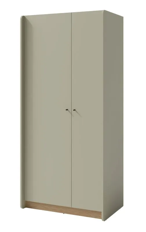 Schlichter Kleiderschrank Sampont 03, Mintgrün / Eiche dunkel, 195 x 90 x 52 cm, mit 7 Fächern und 1 Kleiderstange, ABS-Kanten, hochwertig verarbeitet