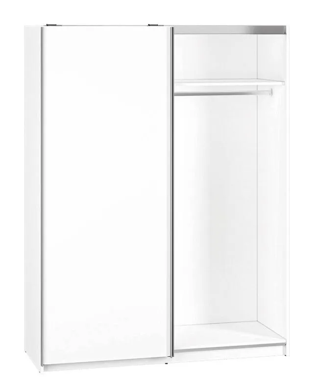 151 cm breiter Schiebetürenschrank mit 2 Türen | 5 Fächer | Kleiderstange | Farbe: Weiß Abbildung