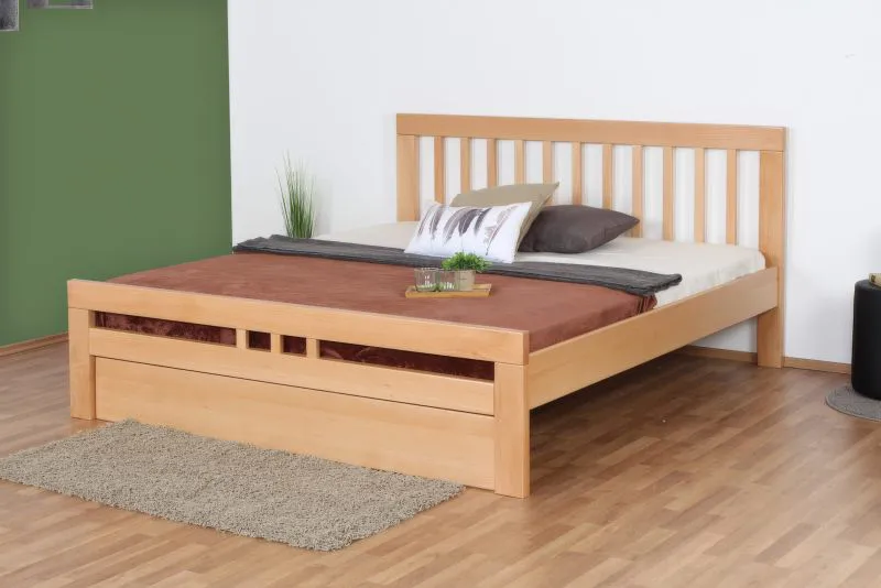 Jugendbett "Easy Premium Line" K8/1 inkl. 1 Abdeckblende, 180 x 200 cm Buche Vollholz massiv Natur