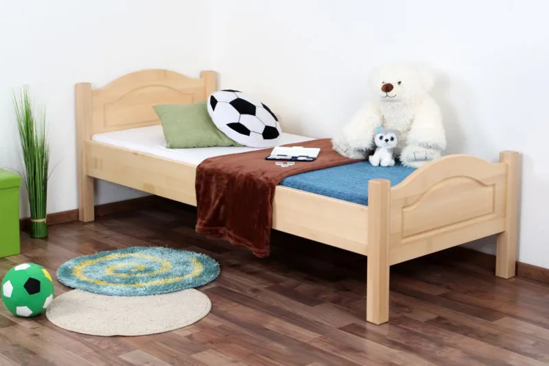 Kinderbett / Jugendbett Buche Vollholz massiv natur 113, inkl. Rollrost - 80 x 200 cm (B x L)