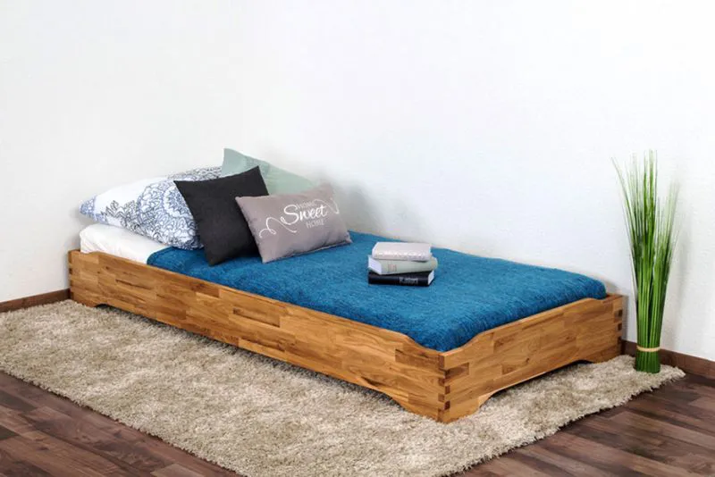 Eiche-Bett massiv | 90 x 200 cm | Eiche | Geölt Abbildung