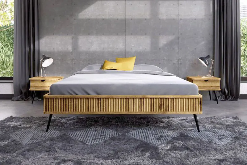 Eiche-Bett massiv | 140 x 200 cm | Wildeiche | Geölt | Natur Abbildung