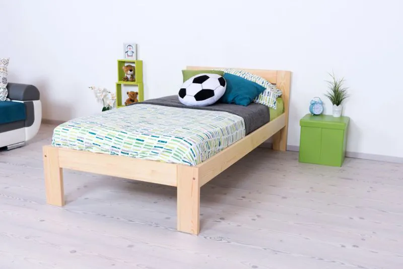 Bettrahmen für Kinder / Kinderbett 100 x 200 cm | Massivholz: Kiefer | Natur Lackiert Abbildung