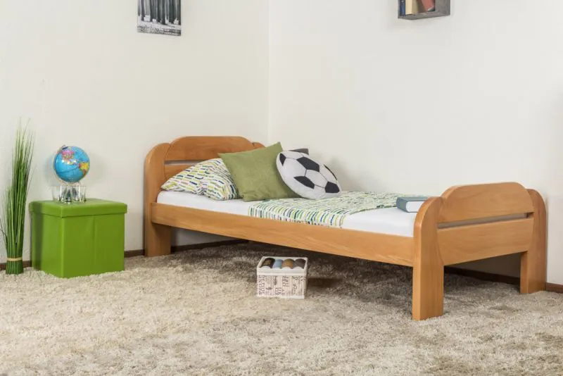 Bettrahmen für Kinder / Kinderbett 90 x 200 cm | Massivholz: Buche | Natur Unbehandelt Abbildung